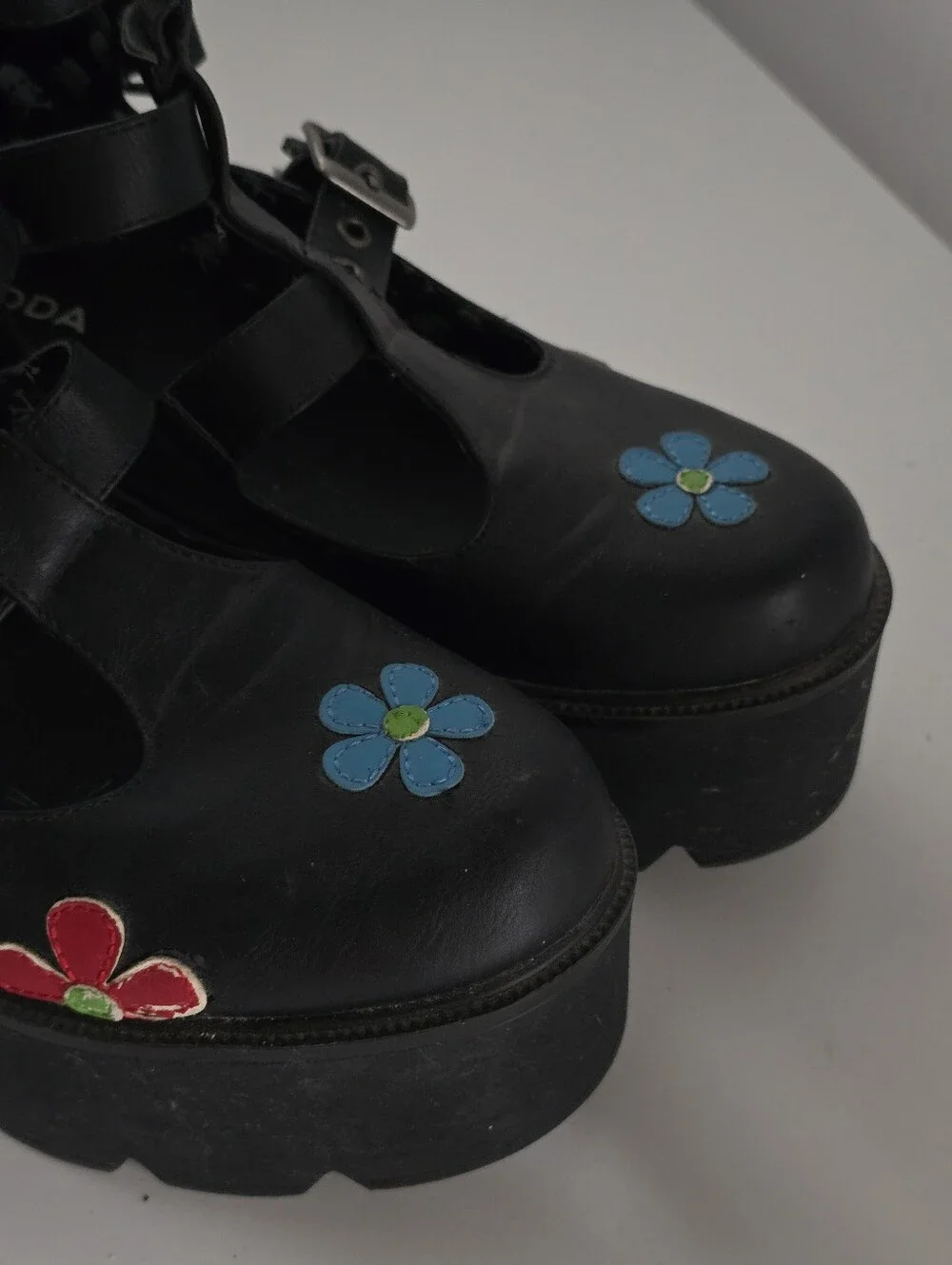 LA MODA Flower Platform Mary Janes Goth Punk Y2K Chunky Shoes Size 10